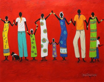 tanzt im roten Textur afrikanisch Ölgemälde
